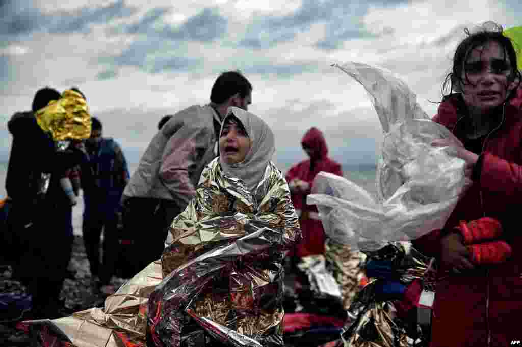 پناهجویان در جزیره لسبوس در یونان.