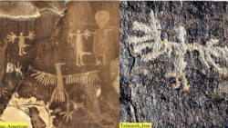 Winged man prehistoric art in Iran and Yellowstone National Park. Photo from Dr. Mohammad Naserifard's Facebook page.