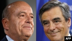 French conservative presidential hopefuls Alain Juppe (left) and Francois Fillon sparred over Russia in their final debate on November 24 before a key second-round primary.