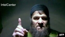 A still photo from self-styled "Caucasus emirate" Emir Doku Umarov video statement claiming responsibility for the January 24 Domodedovo Moscow Airport attack