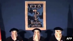 A screen grab of Basque separatists declaring a ceasefire in September. 