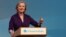 Liz Truss delivers a speech at an event to announce the winner of the Conservative Party leadership contest in central London on September 5.