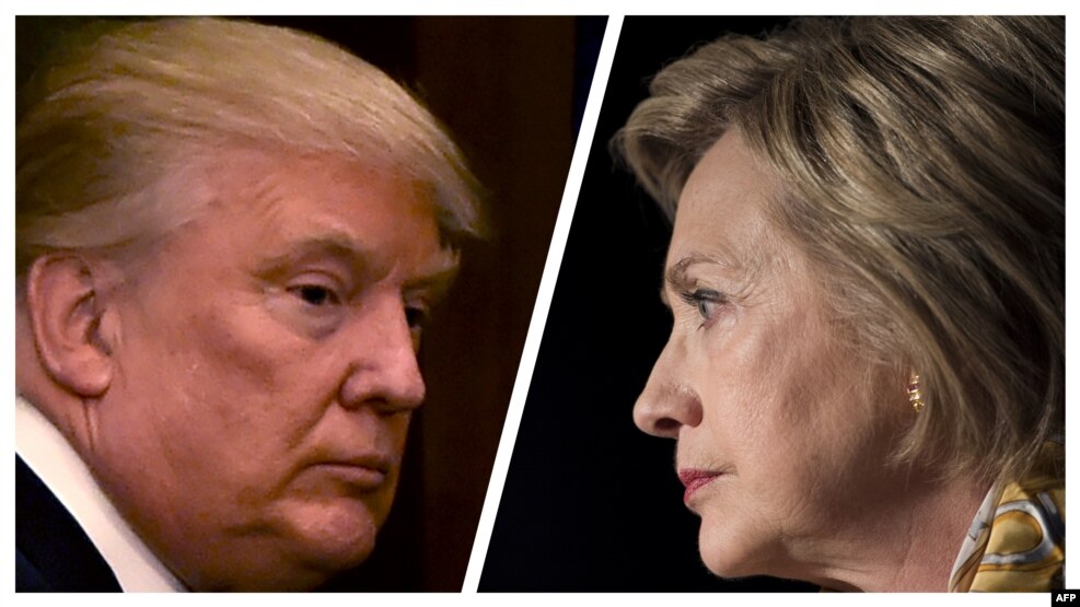 Hillary Clinton (djathtas) dhe Donald Trump