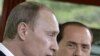 Italy/Russia -- Silvio Berlusconi (R) and Vladimir Putin in Porto Rotondo village, 18Apr2008