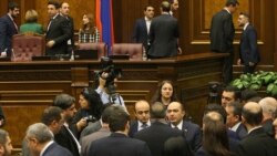 Armenia -- Deputies talk during a short break taken during a parliament debate on constitutional changes, Yerevan, February 6, 2020.