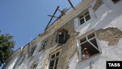 A bombed-out school in Tskhinvali in August