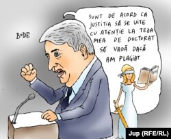 Jup, caricaturistul Europei Libere, a ilustrat și el acuzele de plagiat aduse lui Lucian Bode.