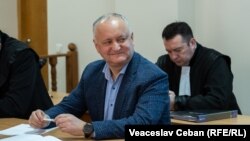 Igor Dodon în timpul ședinței de judecată în dosarul „kuliok”