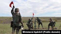 Militarii Armatei Naționale în timpul unor exerciții pe poligon