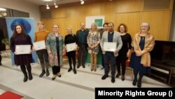 A Fejlesztési Újságíró Díj legfrissebb díjazottjai a budapesti díjátadón 2023. január 19-én