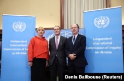 Члени Комісії ООН щодо України: Ясмінка Джумхур, Ерік Мьозе, Пабло де Грейфф