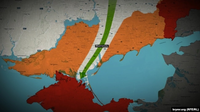 Графическая визуализация возможных стратегических выходов ВСУ на Крымский перешеек в случае освобождения Мелитополя