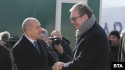 Attending a groundbreaking ceremony in the Bulgarian town of Kostinbrod on February 1, Bulgarian President Rumen Radev and Serbian President Aleksandar Vucic shook hands where one end of the 170-kilometer link will be built. 