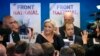 Marine Le Pen (center), the president of France&#39;s far-right National Front party, speaks after her party won 26 percent of the country&#39;s vote for members of the European Parliament, ahead of the governing Socialists and the center-right Union for a Popular Movement.