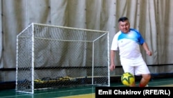 Каржы министрлигинин кичи футбол курамасынын чабуулчусу Рашид Ибрагимов.11-ноябрь, 2014-жыл.