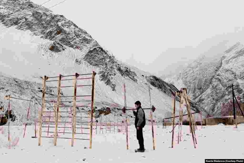 An open-air &quot;gym&quot; in the Bartang valley.
