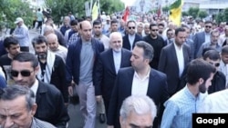 Iranian Foreign Minister Mohammad-Javad Zarif at a rally in Tehran on the occasion of the 41st anniversary of the Iranian Revolution. February 11, 2020. 