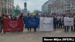 Protestu prosvetara pridružili su se studenti u blokadi beogradskih fakulteta, 12. mart 2025.