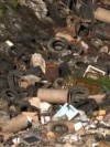 Montenegro- Piles of tires thrown in the Mostina landfill in Rozaje