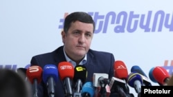 Armenia - Davit Ghazinian speaks during a news conference, January 9, 2026.