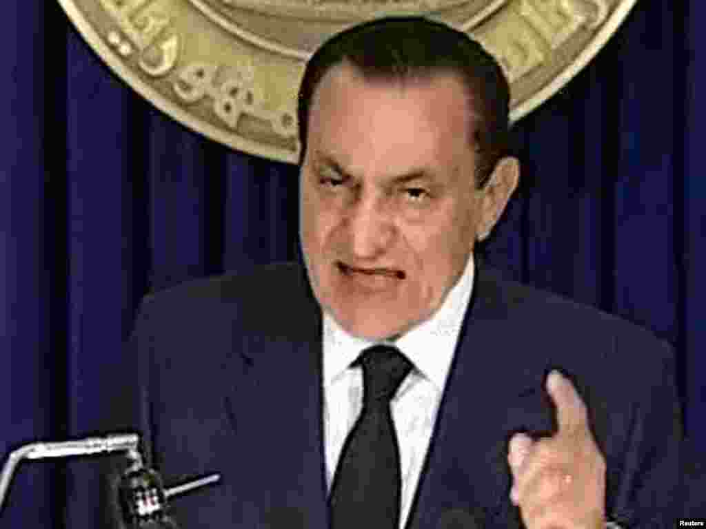 Mubarak addresses the nation on state TV on February 1, announcing he would not seek reelection.