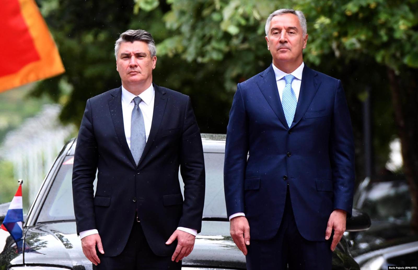 Hrvatski predsjednik Zoran Milanović i crnogorski predsjednik Milo Đukanović tokom posjete na Cetinju u junu 2019. godine