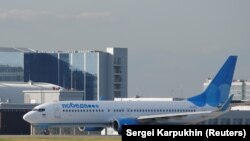 RUSSIA -- A Pobeda Boeing 737-800 aircraft is seen at Vnukovo International Airport in Moscow, July 14, 2016