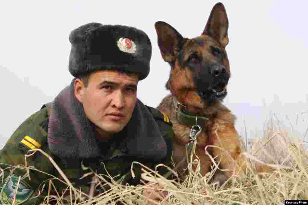 Пограничник на страже безопасности. На фотографии сержант Маратбек Маматов с собакой. Автор Алина Сыдыкова.