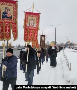 Падчас хрэснага ходу ў Магілёве 8 лютага 2026 году