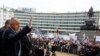 Bulgaria -- Outgoing Prime Minister Boyko Borisov waves to supporters outside the parliament in Sofia, 21Feb2013