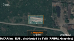 Спутниковый снимок массового захоронения в Мариуполе, 12 мая 2022 года