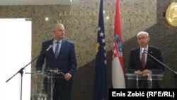 Ministri Rrustem Berisha i Damir Krstičević u Zagrebu, na press konferenciji, 7. studenog 2018.