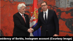 Ambasador Volodimir Tolkač i predsednik Srbije Aleksandar Vučić prvi put su se sreli u maju prošle godine u Beogradu, nakon što je Tolkač preuzeo funkciju-

