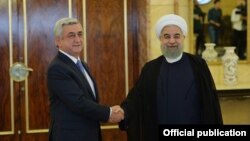 Президенты Армении и Ирана - Серж Саргсян (слева) и Хасан Рохани, Тегеран, 6 августа 2017 г. 