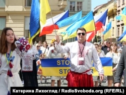 Украинцы вышли на протест против войны. Прага, 22 мая 2022 года