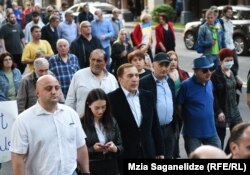 თბილისი, რუსთაველის გამზირი. მედიის სოლიდარობის მარში „მთავარი არხის" გენერალური დირექტორის, ნიკა გვარამიას მხარდასაჭერად
