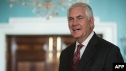 U.S. -- US Secretary of State Rex Tillerson answers a reporter's question prior to talks with Saudi Foreign Minister at the State Department in Washington, May 2, 2017