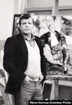 Леанід Шчамялёў у майстэрні, 1983