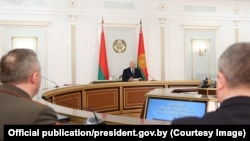 Аляксандар Лукашэнка падчас паседжаньня Савету бясьпекі ў Менску 9 сьнежня 2025 году