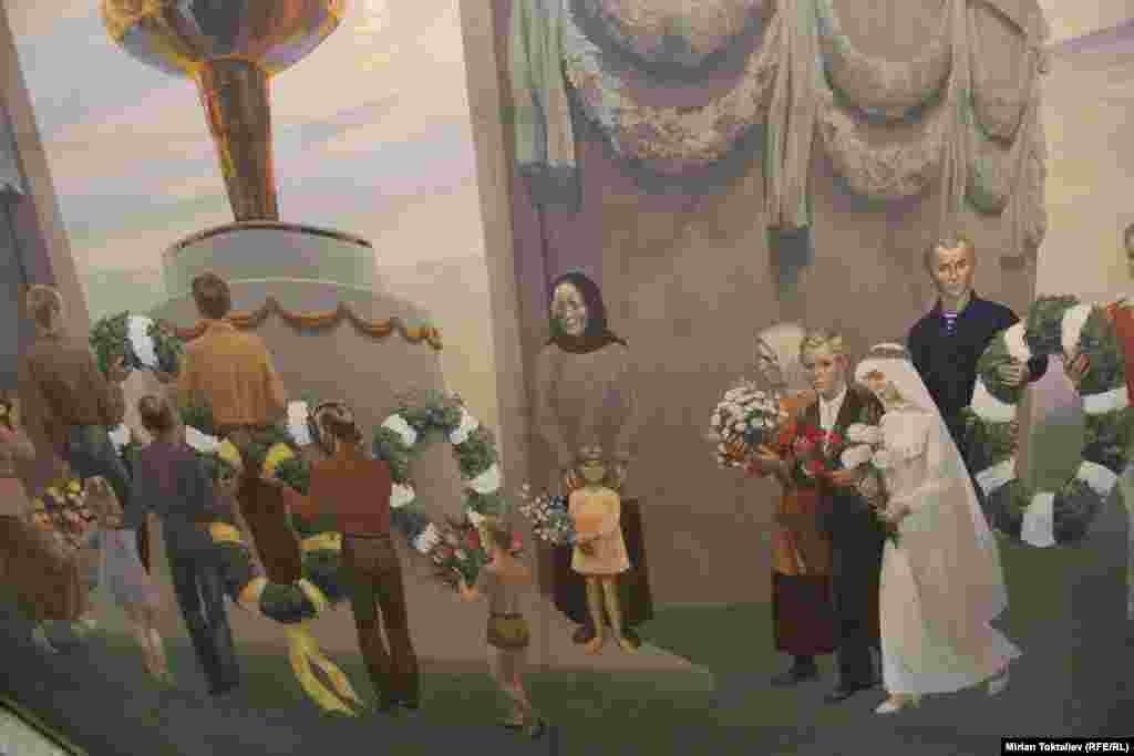 Symbolic representatives of all of the Soviet Union's nationalities attend a wedding party.