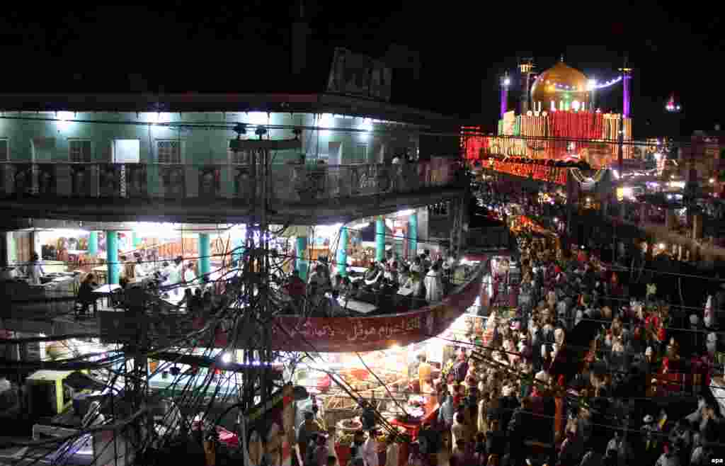 The Lal Shahbaz Qalandar shrine, which was hit on February 16 by a suicide bomb attack. The shrine is a revered site for Sufis, a minority sect of Islam. 