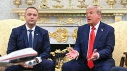 US President Donald Trump hosts Polish President Karol Nawrocki (left) at the White House in Washington on September 3, 2025.