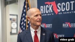 US Senator Rick Scott, a Republican of Florida, before heading into an interview in Washington with RFE/RL on August 4, 2026. 