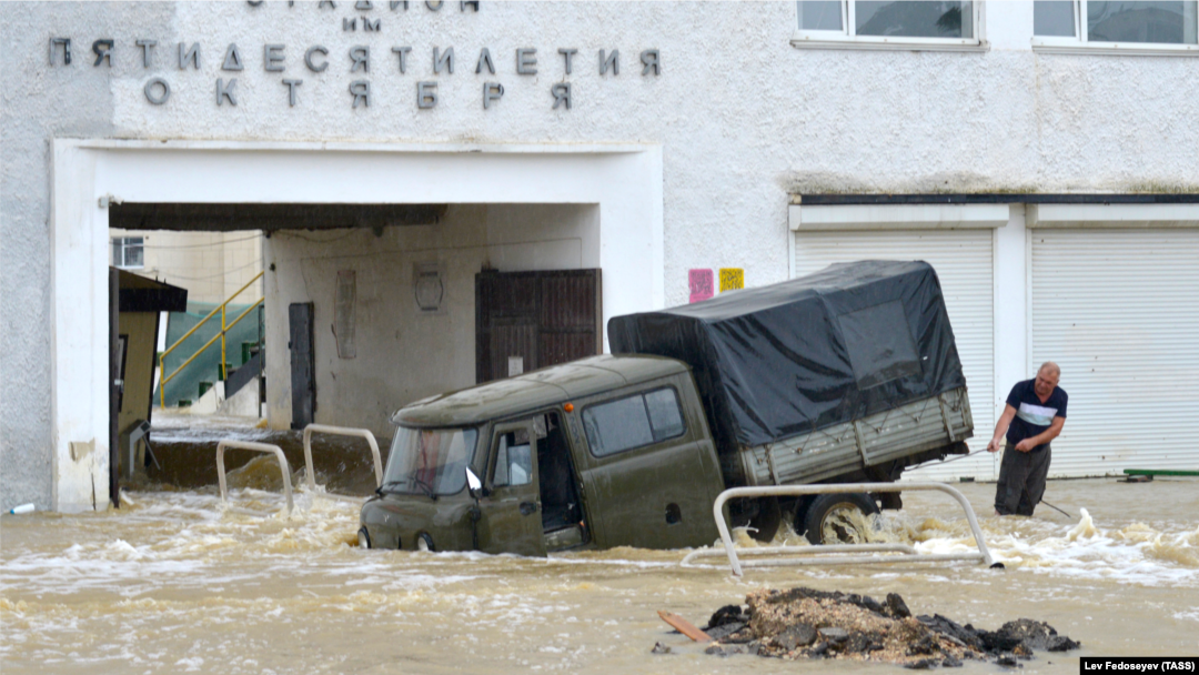 Torrential rains also hit the Russian-occupied Ukrainian region of Crimea on August 13.