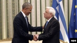 Barack Obama gjatë takimit të sotëm me presidentin e Greqisë Prokopis Pavlopoulos