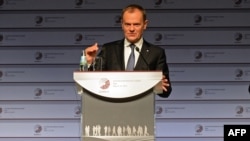 Председатель Европейского совета Дональд Туск на итоговой пресс-конференции рижского саммита