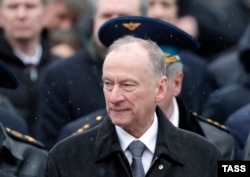 Nikolai Patrushev at a military ceremony in Moscow in February 2020