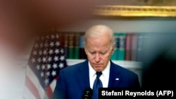 US President Joe Biden delivers remarks in the Roosevelt Room of the White House in Washington, DC, on May 24, 2022, after a gunman shot dead 18 young children at an elementary school in Texas.