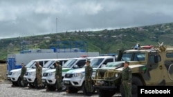 Armenian - Russian border guards stationed in Syunik province are inspected by Russian Ambassador Sergei Kopyrkin, May 24, 2022.