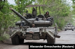 Pro-Russian soldiers in the Donetsk region on May 22.